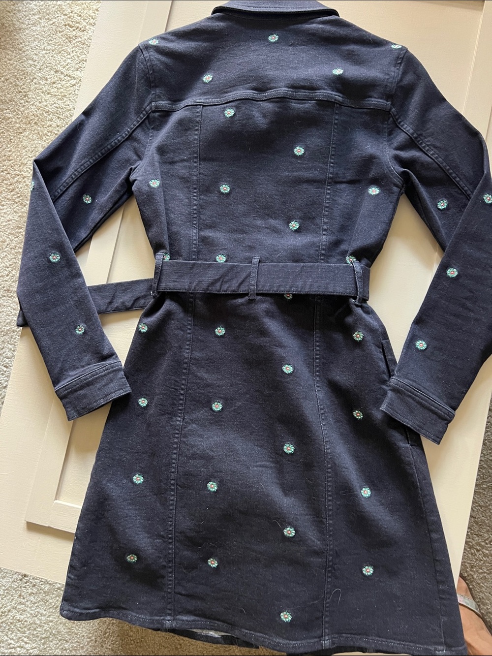 Preppy Ted Baker Embroidered Navy Belted Trench Coat/Dress - Picture 4 of 4